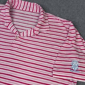 B DRADDY Polo Shirt Mens Large‎ Pink Striped Pima Cotton Golf Preppy LOGO